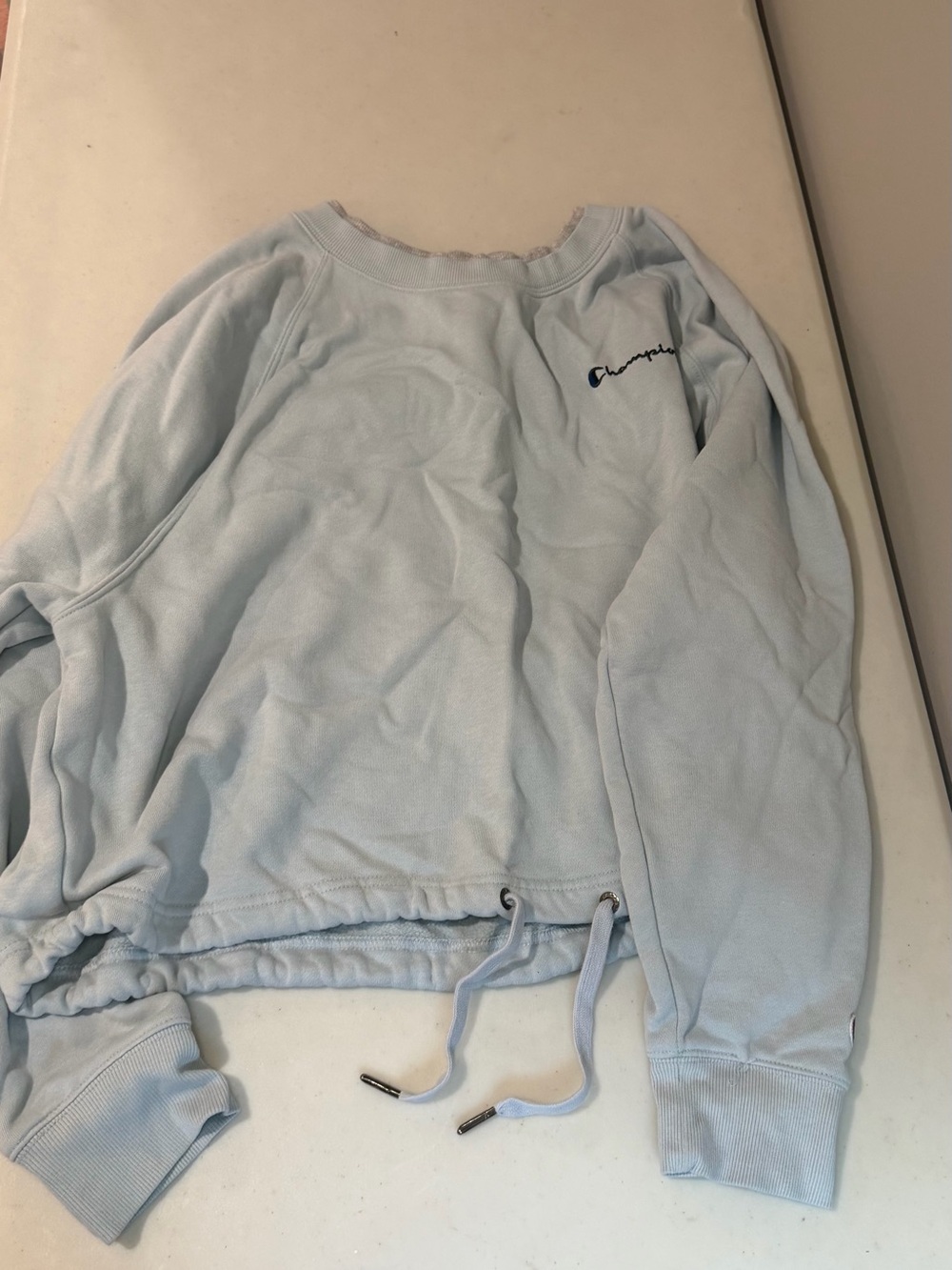 Champion Pale Blue Fleece-Lined Hoodie with Script Tag